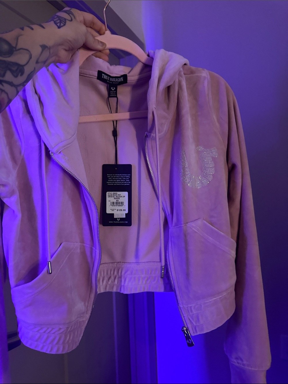 True Religion Pink mauve mist Zip Jacket